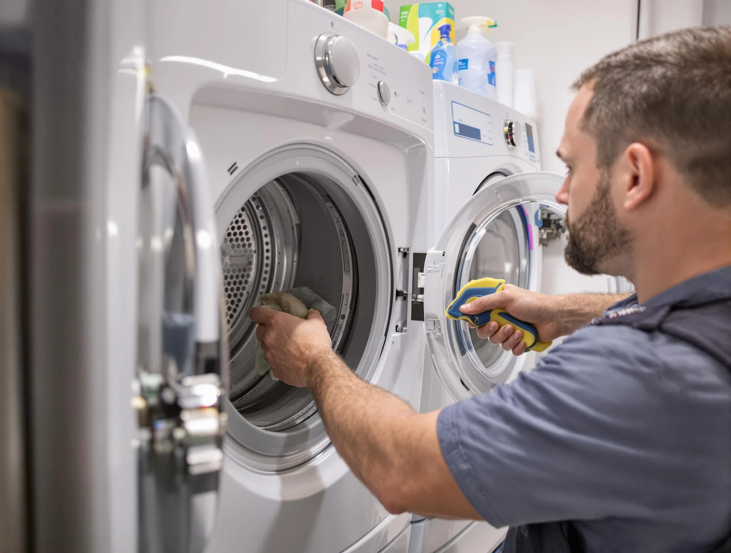 Tolleson Dryer Vent Cleaning specialist removing lint buildup from a dryer lint trap system in Tolleson