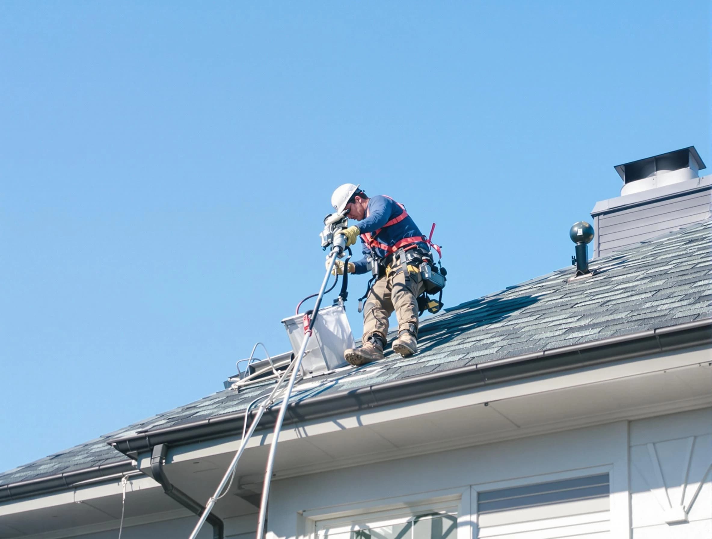 Tolleson Dryer Vent Cleaning certified technician cleaning a roof-mounted dryer vent system in Tolleson
