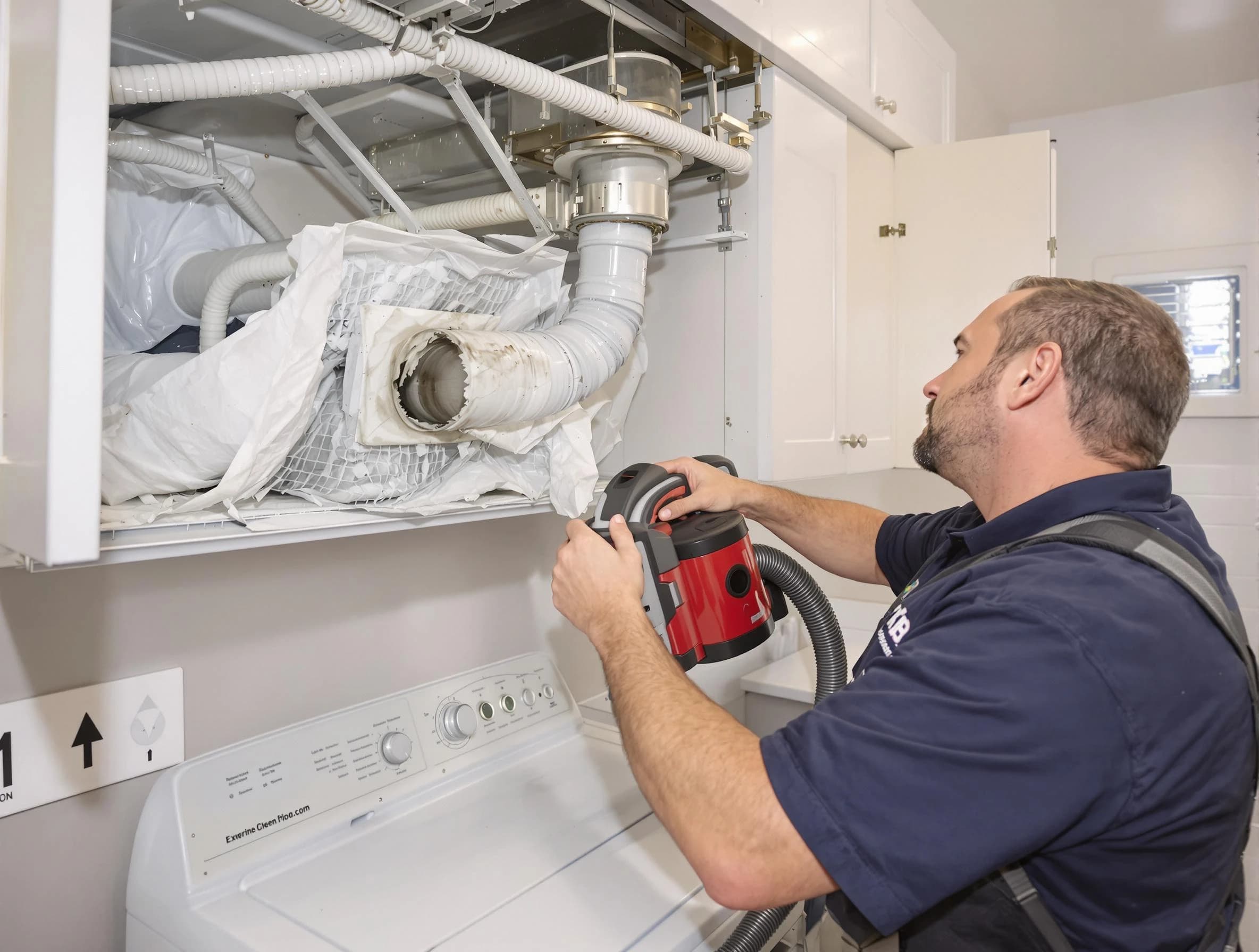 Tolleson Dryer Vent Cleaning technician performing professional exhaust vent cleaning at a residential property in Tolleson