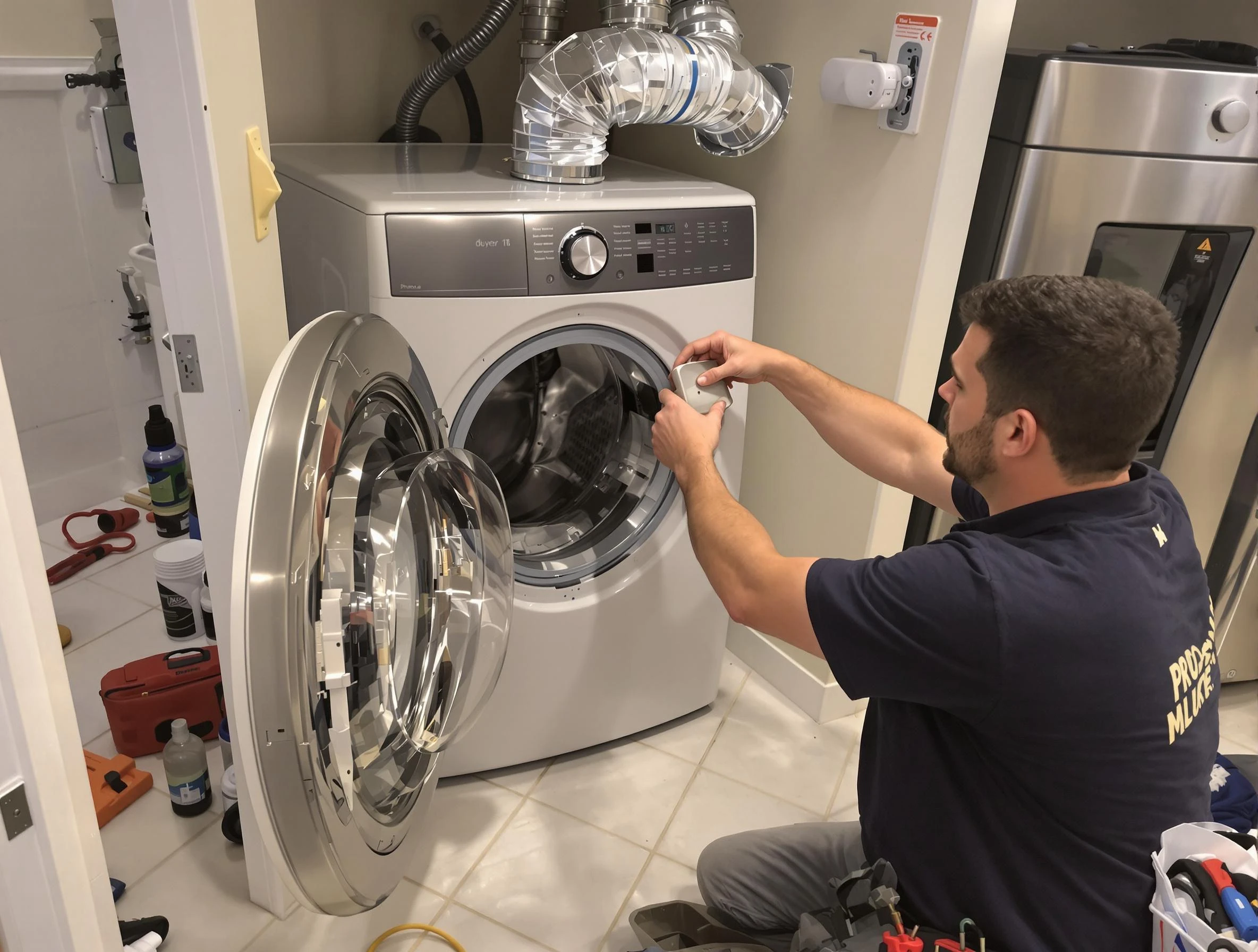 Tolleson Dryer Vent Cleaning technician performing precise dryer vent hose installation in Tolleson
